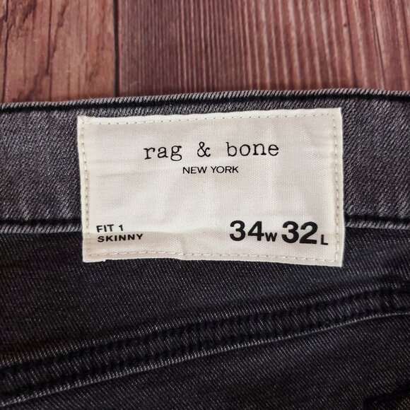 NWT Rag & Bone Mens Size 34X32 Fit 1 Skinny Aero Stretch Jeans Greysail $225 - Picture 13 of 15